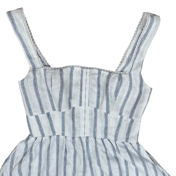 Reformation Women's Tagliatelle Linen Midi Dress - Harbor Stripe | NWT | Size 8 - Picture 9 of 16